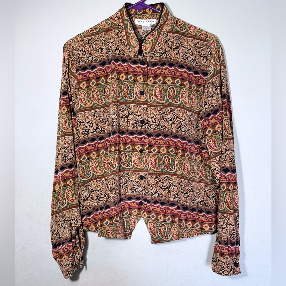 Nancy Crystal Button-Up Shirt. Size 14.